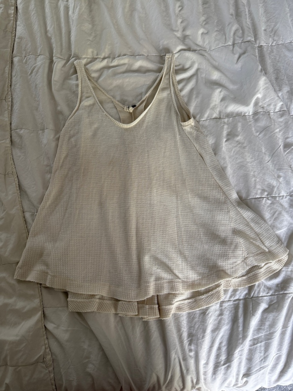 Women’s Cream Waffle Tank Top - Lightweight flowy Sleeveless